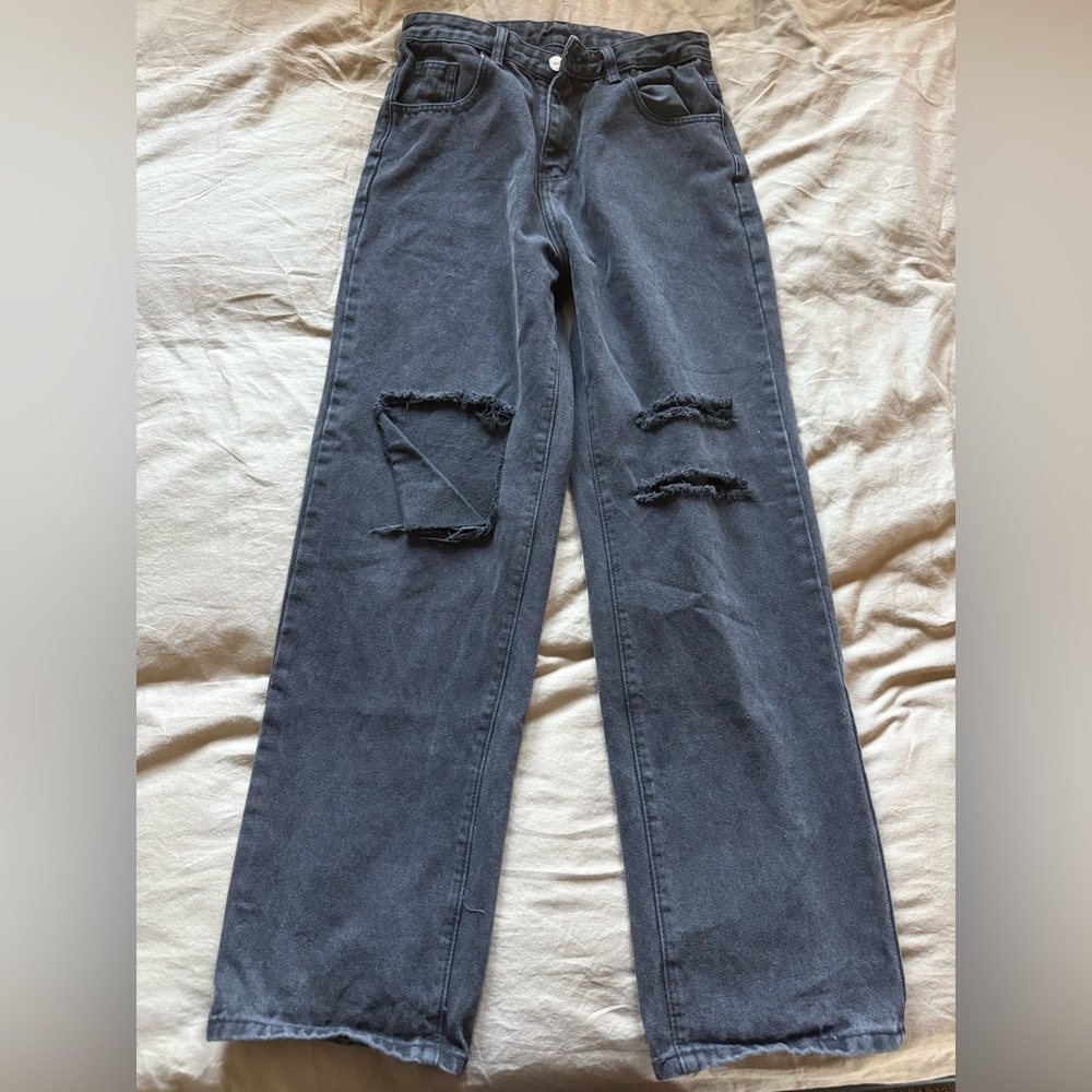 Women's Distressed Black Jeans